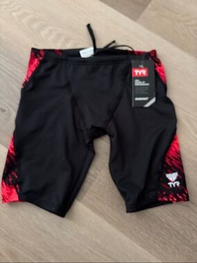 TYR Boys Black & Red Perseus Jammer Swim Shorts